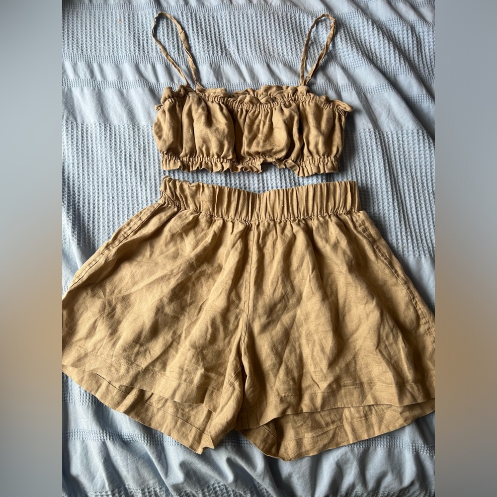 Eberjey 100% Linen Top and Short Set